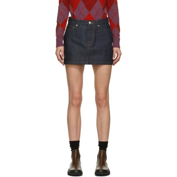 A.P.C. Navy Japanese Denim Miniskirt