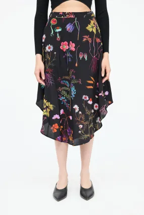 Asymmetrical Floral Skirt