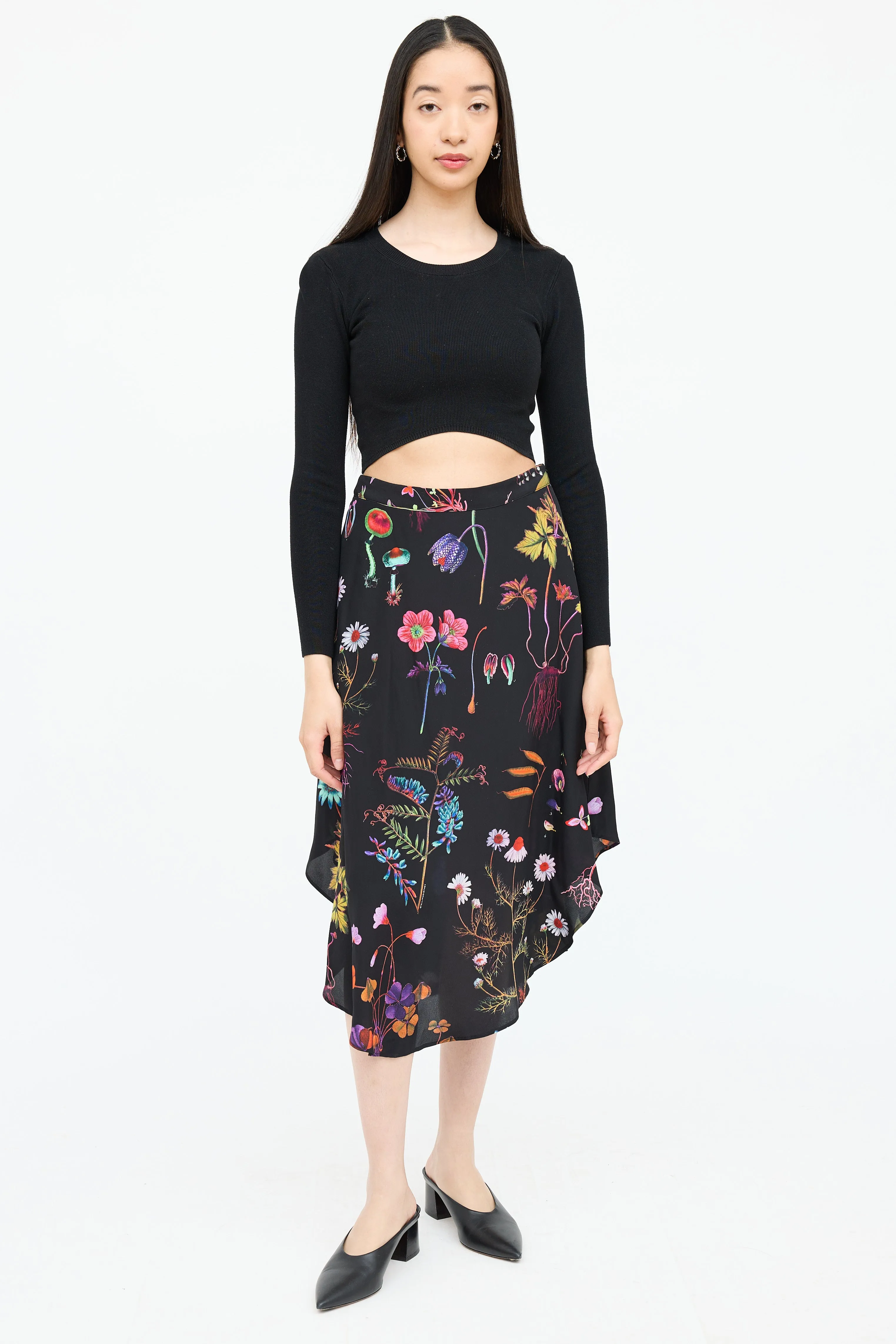 Asymmetrical Floral Skirt
