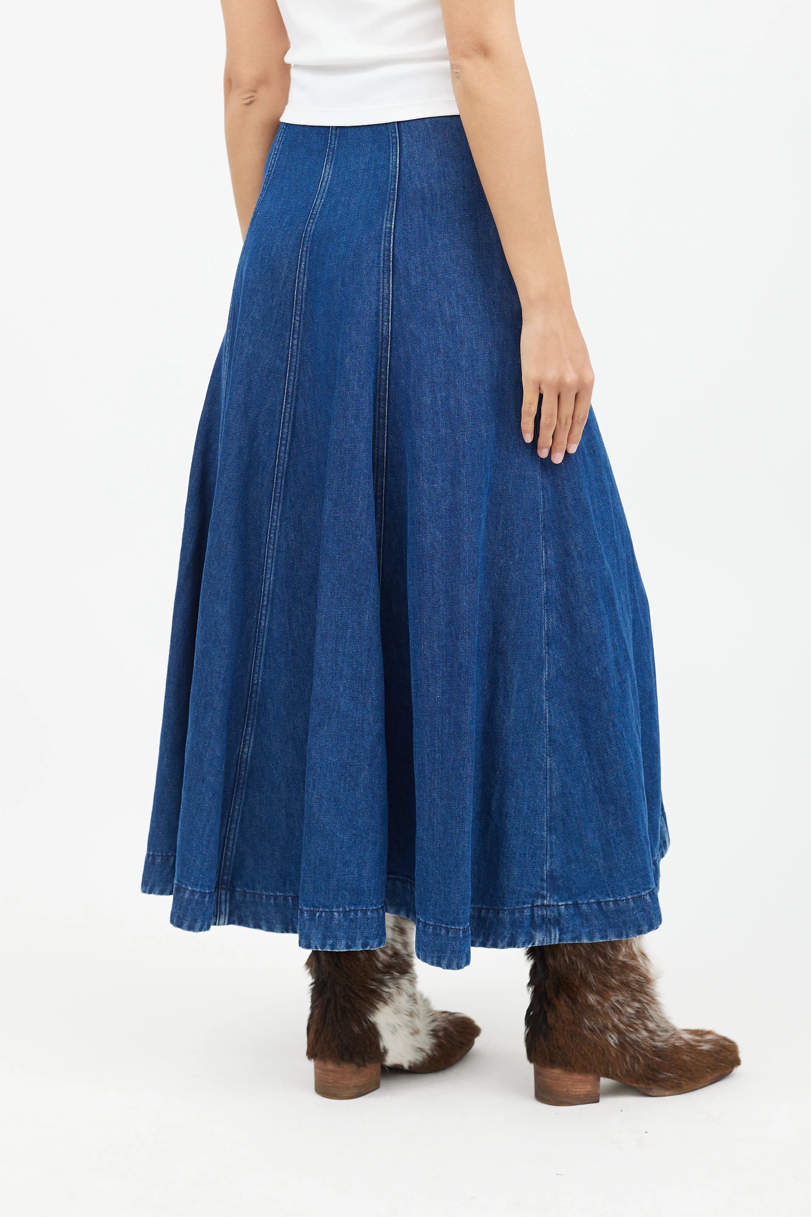 Blue Denim Button Skirt