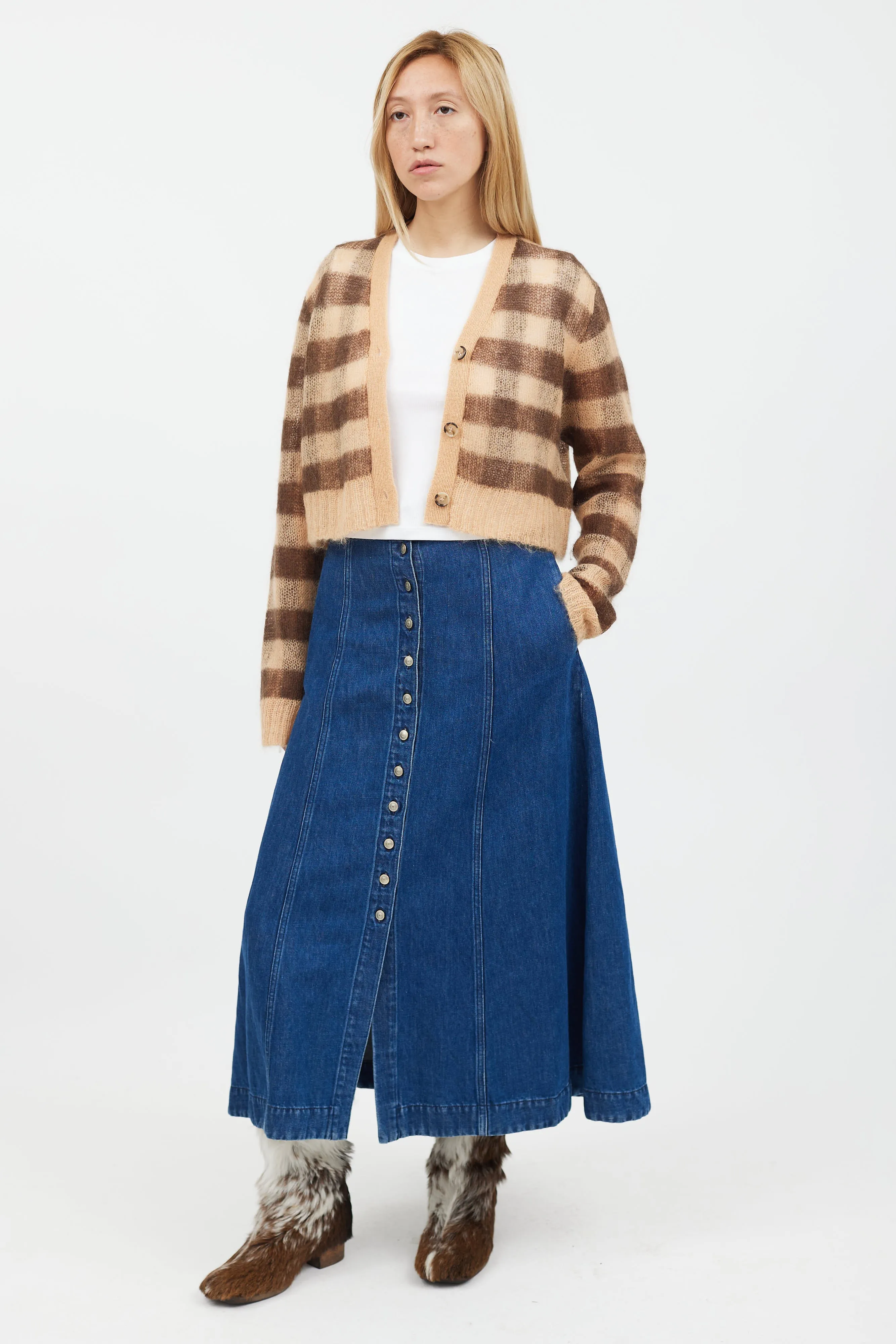 Blue Denim Button Skirt