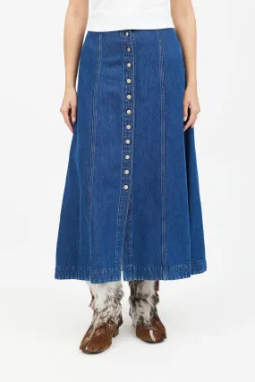 Blue Denim Button Skirt