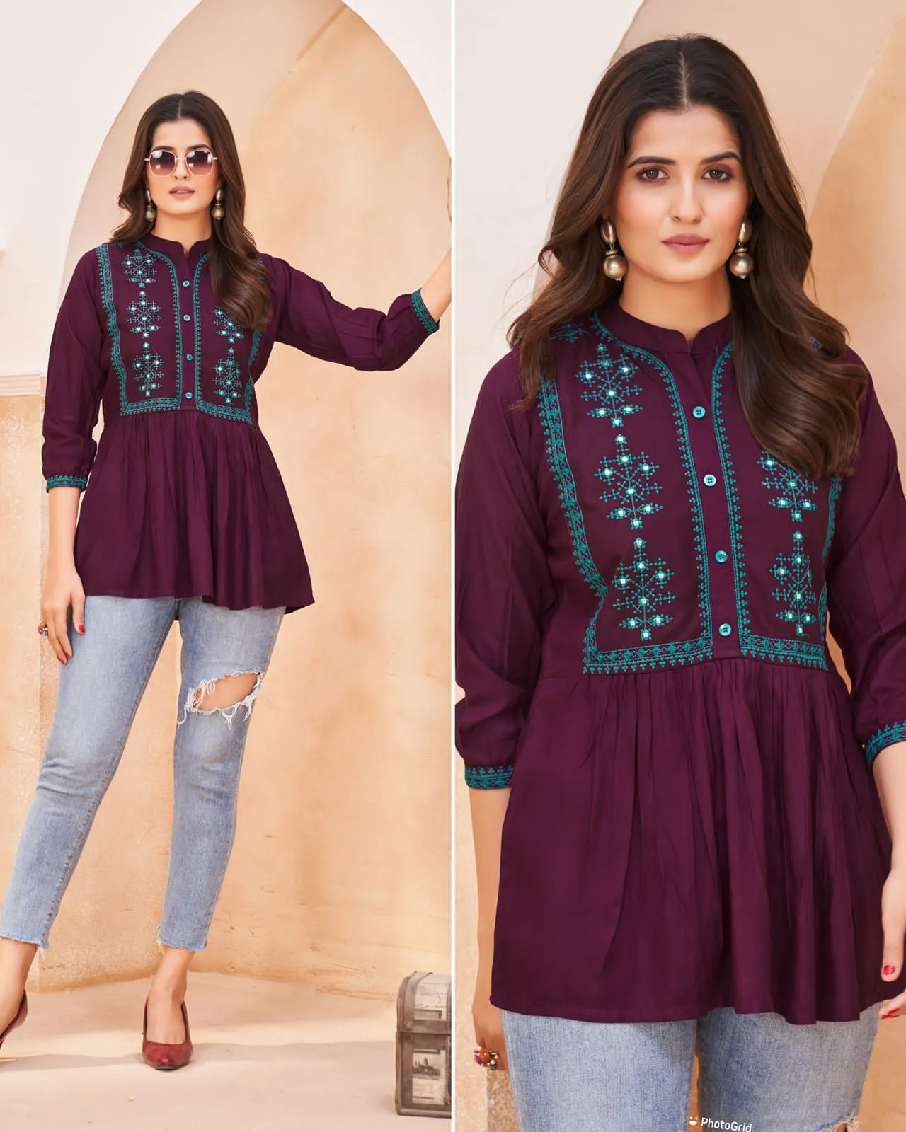 Bubbly Heavy Rayon With Embroidery Work Top (500x09)