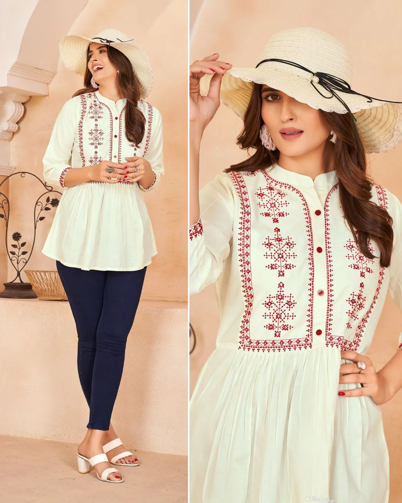 Bubbly Heavy Rayon With Embroidery Work Top (500x09)