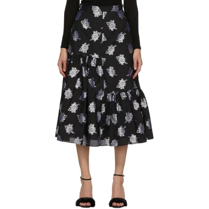 Erdem Black and Grey Gaura Skirt