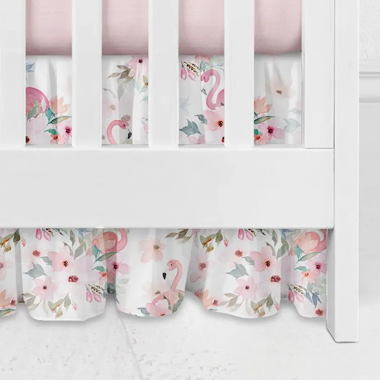 Flamingo Floral Gathered Crib Skirt