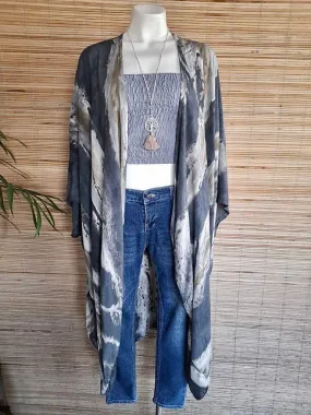 KAFTANS TIE DYE Medium Length New Dark Grey/ Beige