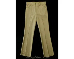 Men's Medium 60s Pants - Mod Late 1960s Khaki Brown Tailored Pant - Boot Cut Flare Leg Trouser - Savoy Deadstock - Waist 32 - Inseam 36