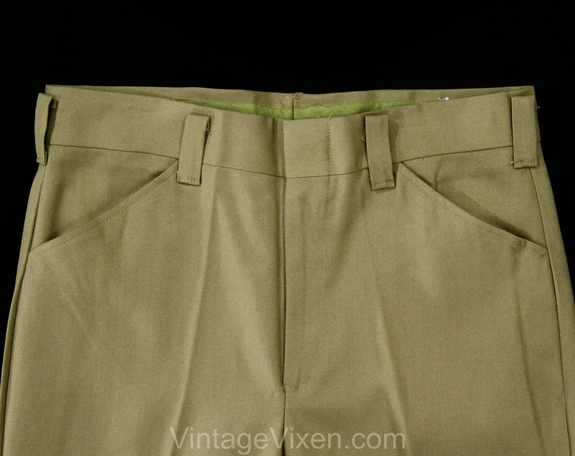 Men's Medium 60s Pants - Mod Late 1960s Khaki Brown Tailored Pant - Boot Cut Flare Leg Trouser - Savoy Deadstock - Waist 32.5 - Inseam 34.75