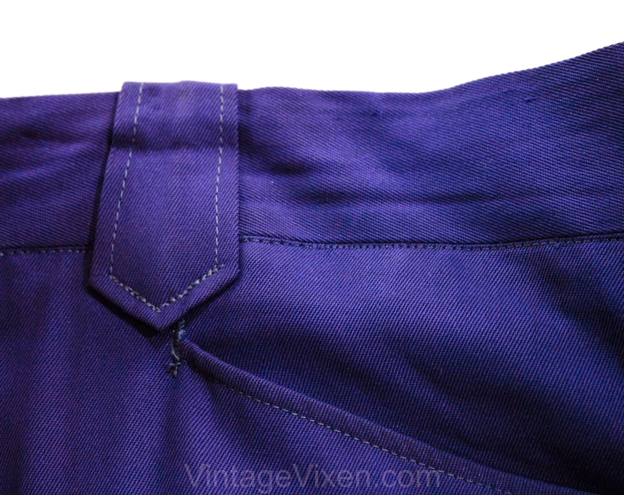 Men's Medium Rockabilly Pants - 1940s Indigo Blue Purple Gabardine Western Trouser - 40s Country Band Musician Stage Wear - Waist 33 x 28.75