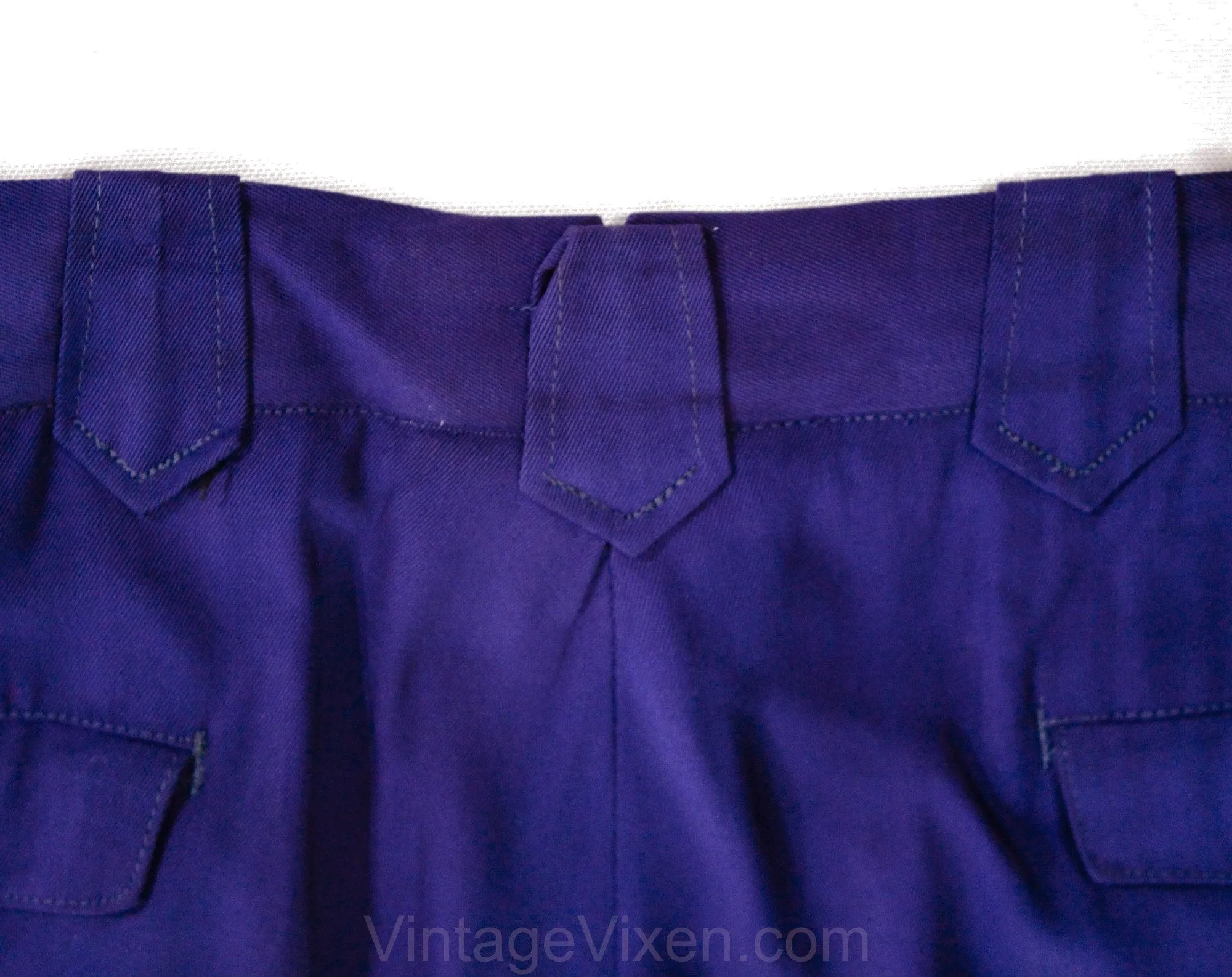 Men's Medium Rockabilly Pants - 1940s Indigo Blue Purple Gabardine Western Trouser - 40s Country Band Musician Stage Wear - Waist 33 x 28.75