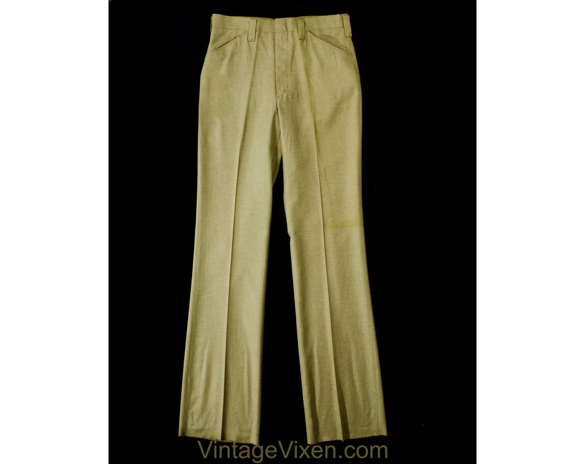 Men's Small 60s Pants - Mod Late 1960s Khaki Brown Tailored Pant - Boot Cut Flare Trouser - Handsome Deadstock - Waist 31.5 - Inseam 36