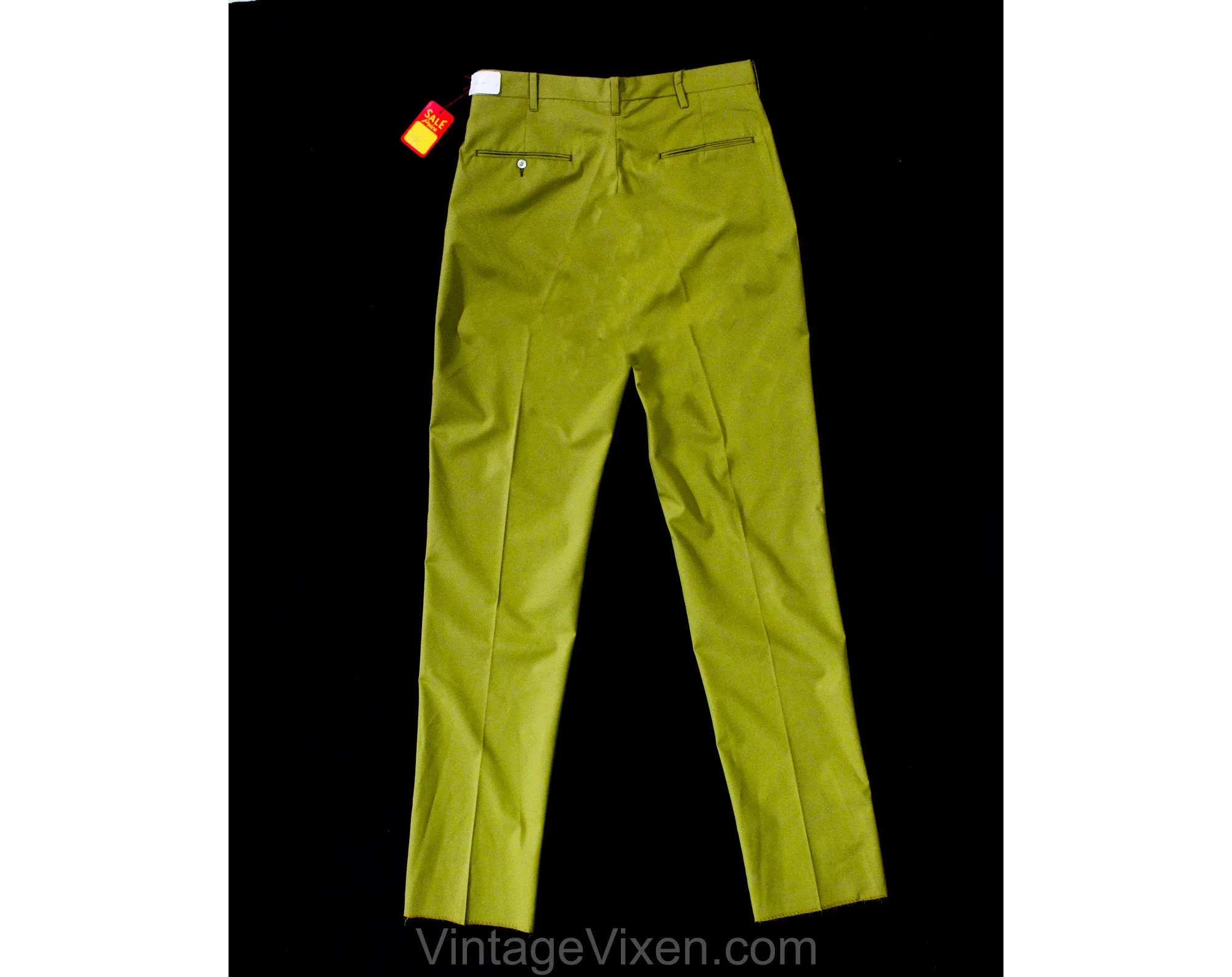 Men's Small 60s Pants - Mod Men 1960s Goldenrod Yellow Tailored Trouser - Straight Leg - NOS NWT Deadstock - Waist 31 - Inseam 37.5 Tall