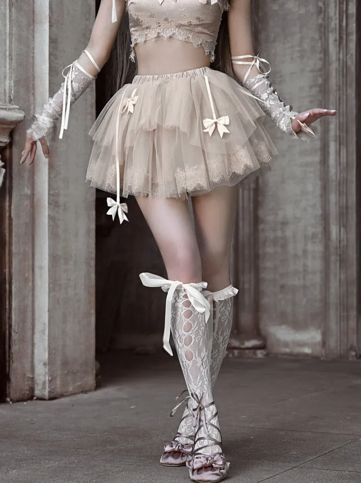 Ribbon Pannier Skirt Ballet Tutu Mesh