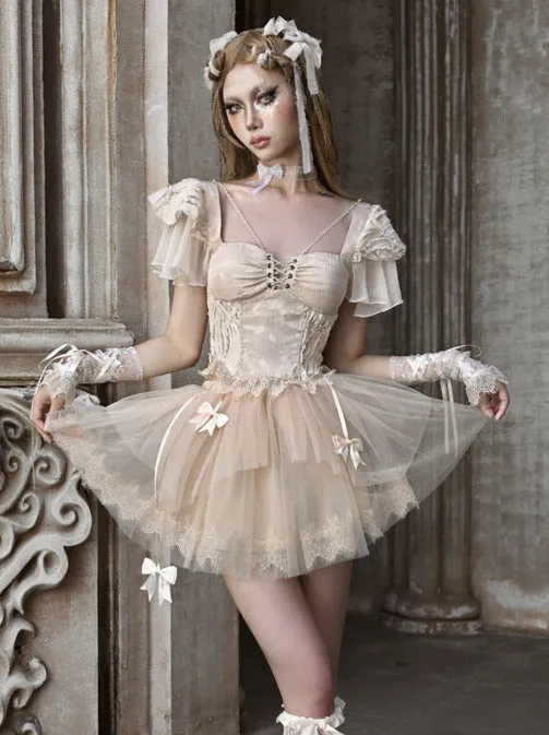 Ribbon Pannier Skirt Ballet Tutu Mesh