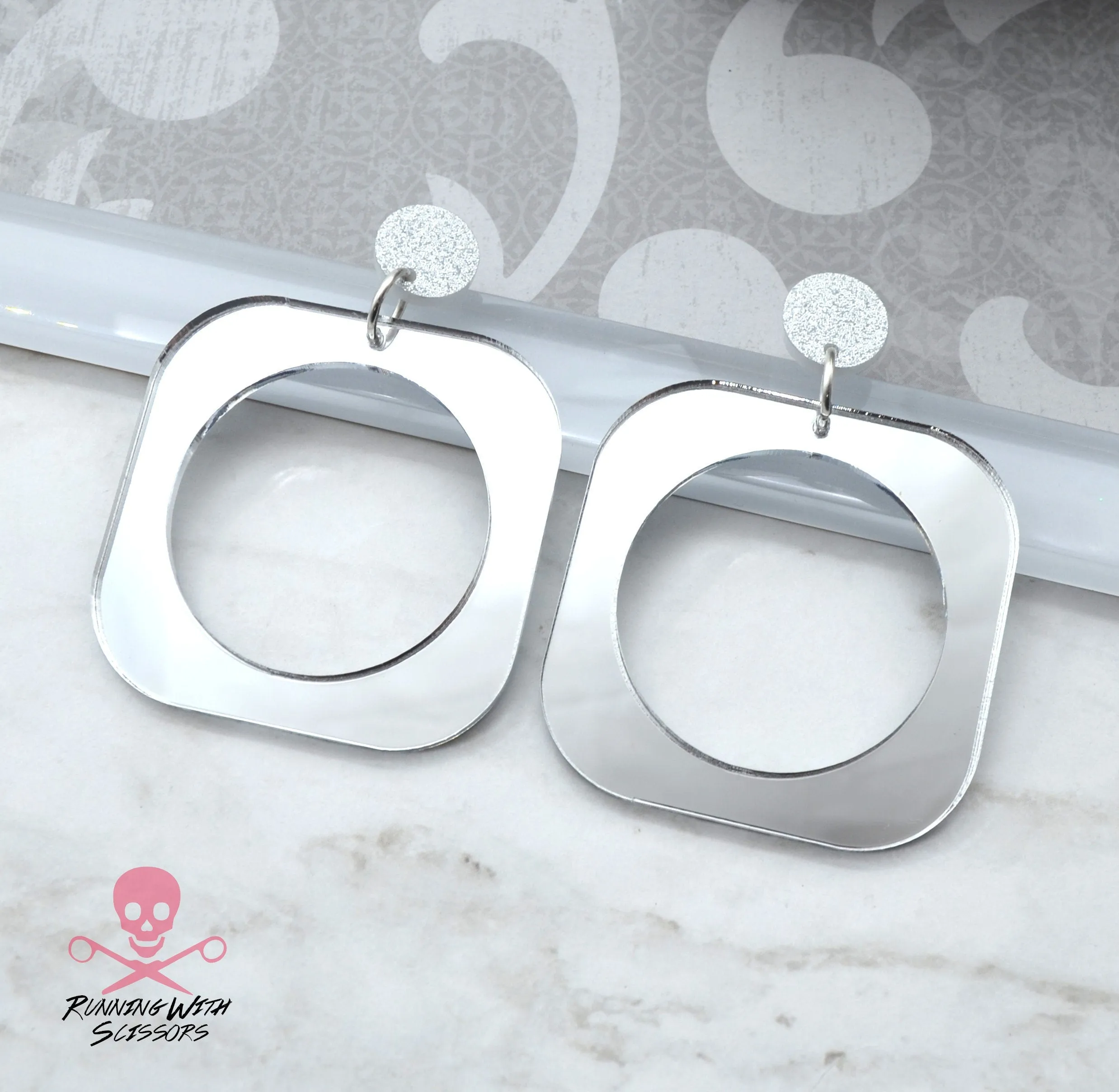 SALE ALLURE HOOPS SILVER - Dangle Laser Cut Acrylic Earrings