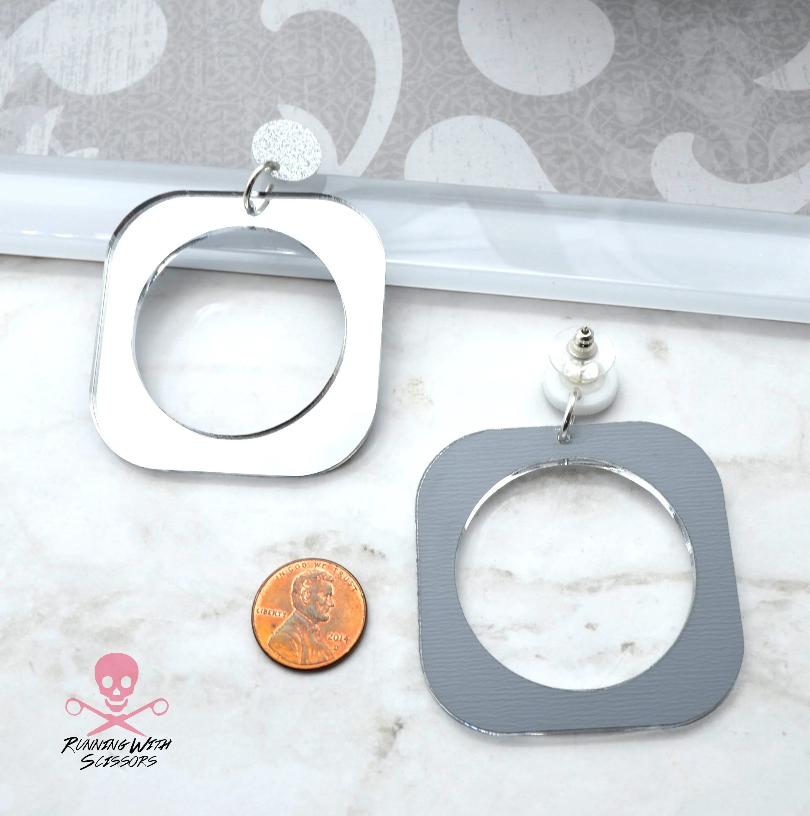 SALE ALLURE HOOPS SILVER - Dangle Laser Cut Acrylic Earrings