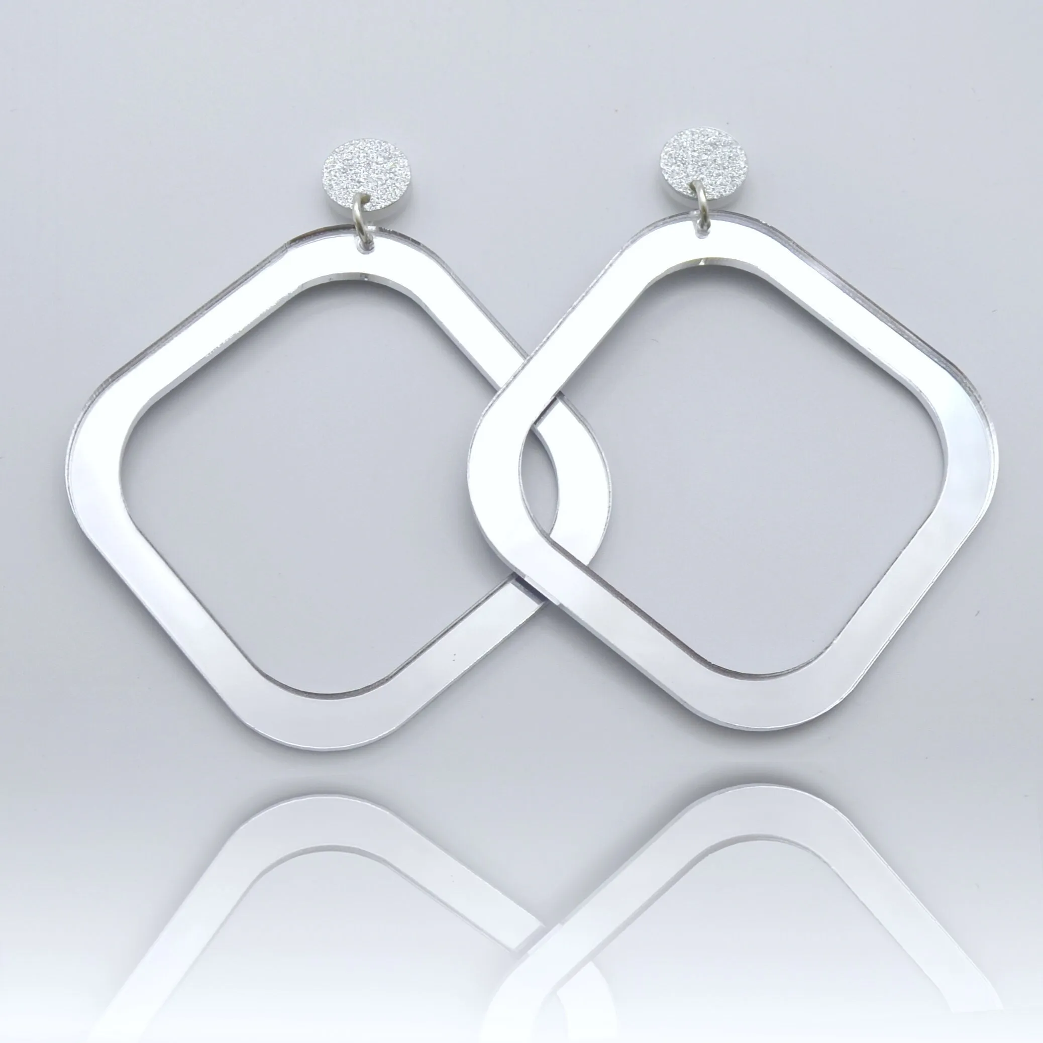 SALE GLAMOROUS HOOPS SILVER- Dangle Laser Cut Acrylic Earrings