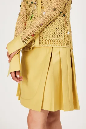 sand dune yellow hand pleated mini skirt