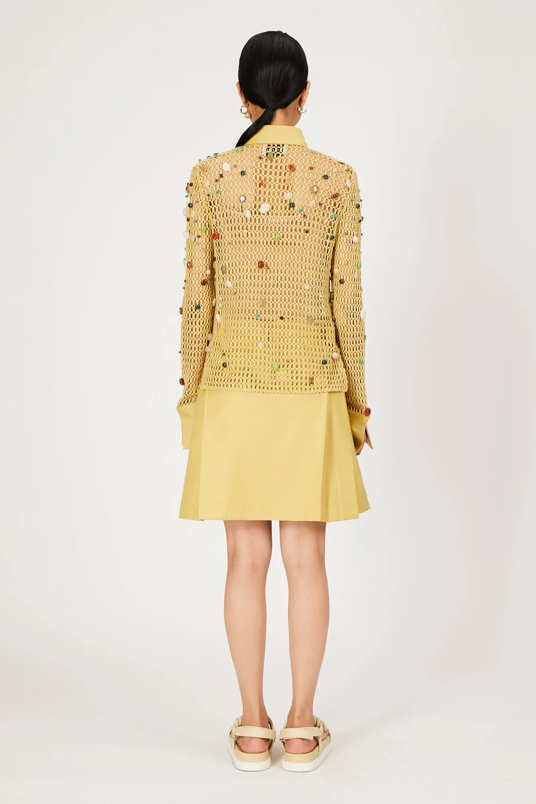 sand dune yellow hand pleated mini skirt