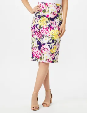 Scuba Crepe Rose Floral Print Skirt
