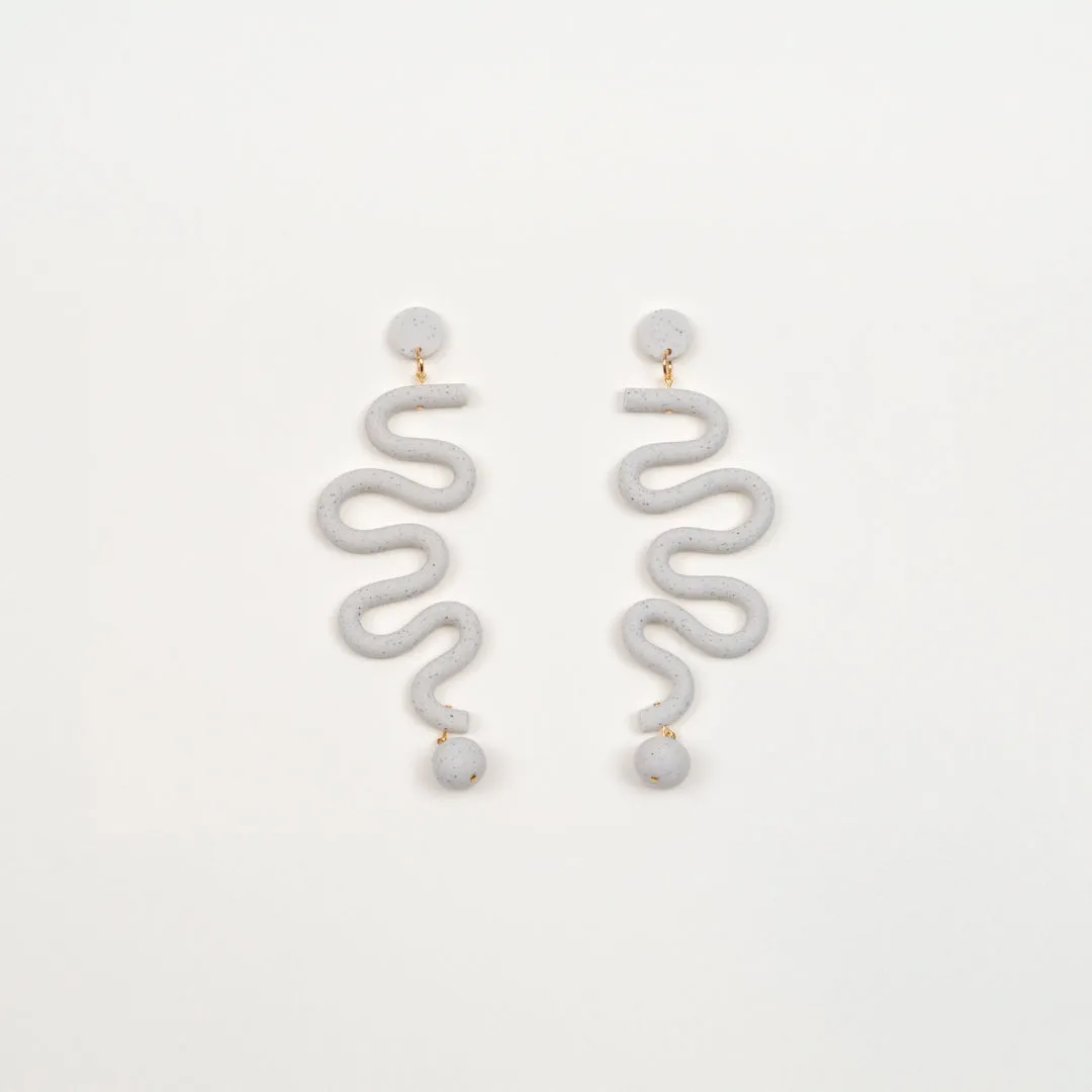 Squiggle earrings, granite